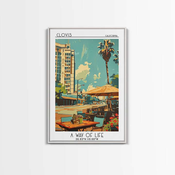 Clovis Travel Poster, Framed Canvas Print, Travel Wall Art, City Wall Art, Vintage Travel Print, Travel Art Print, Minimalist Poster