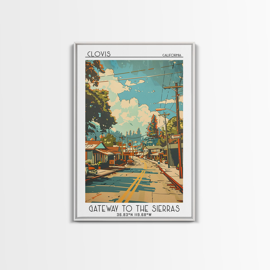 Clovis California Travel Poster, Framed Canvas Print, Travel Wall Art, City Wall Art, Fine Art Print, Wall Art, Vintage Travel Print
