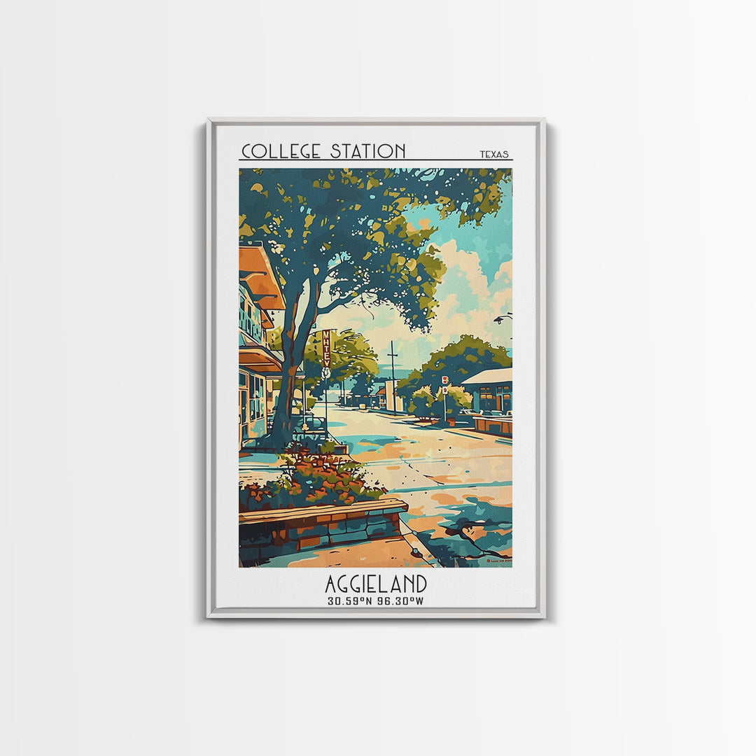 College Station Travel Poster, Framed Canvas Print, Poster Print, Travel Wall Art, Fine Art Print, City Travel Poster, Landscape Art