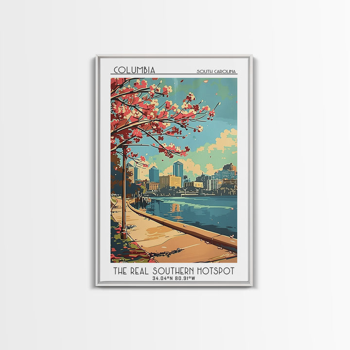 Columbia South Carolina Travel Poster, Canvas Print, City Travel Poster, Travel Wall Decor, Fine Art Print, Art Print, Landscape Art