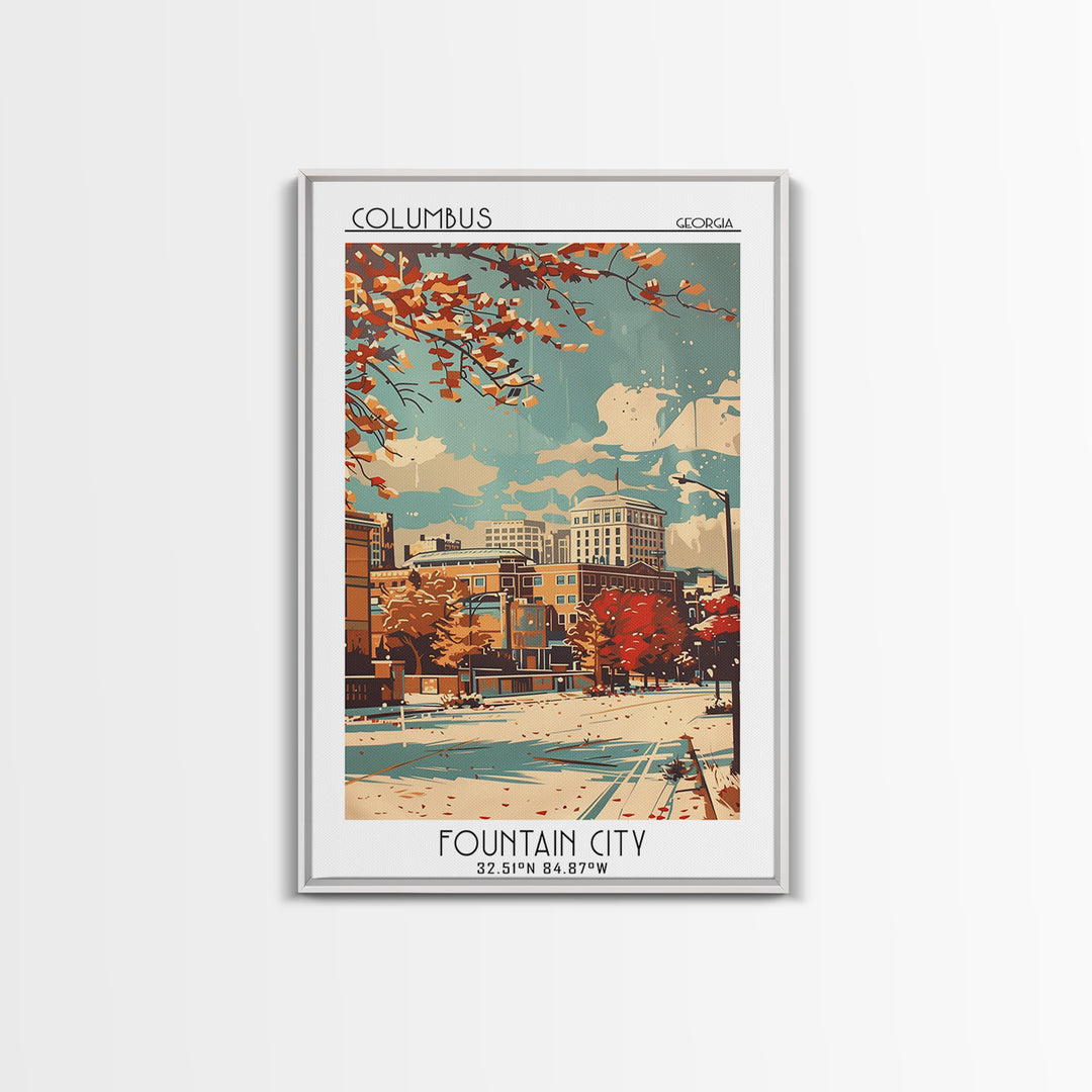Columbus Travel Poster, Framed Canvas Print, Retro Wall Art, Travel Print, Poster Print, Wall Art, City Travel Poster, City Wall Art