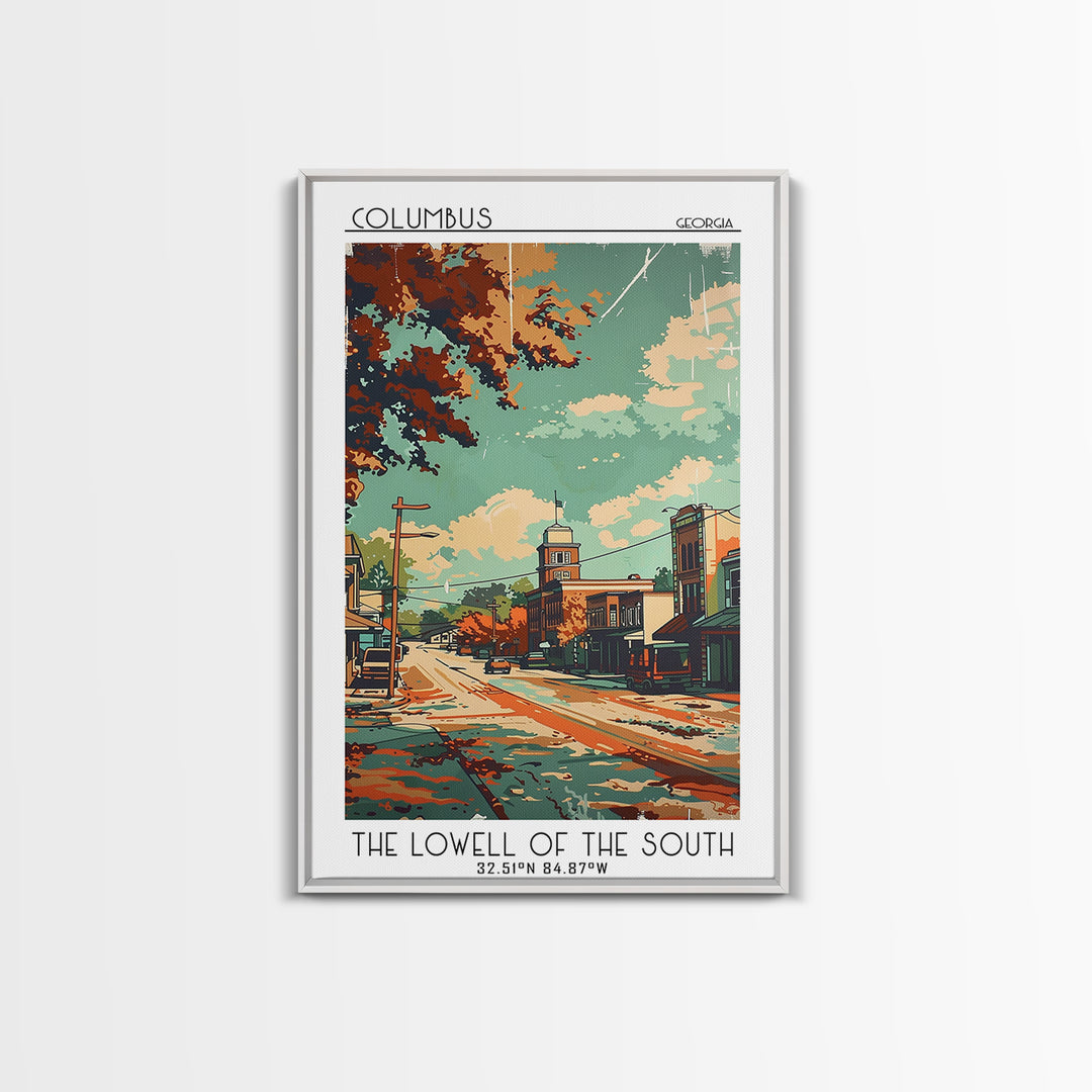 Columbus Georgia Travel Poster, Framed Canvas Print, City Travel Poster, Travel Wall Decor, Travel Prints, Fine Art Print, Art Print