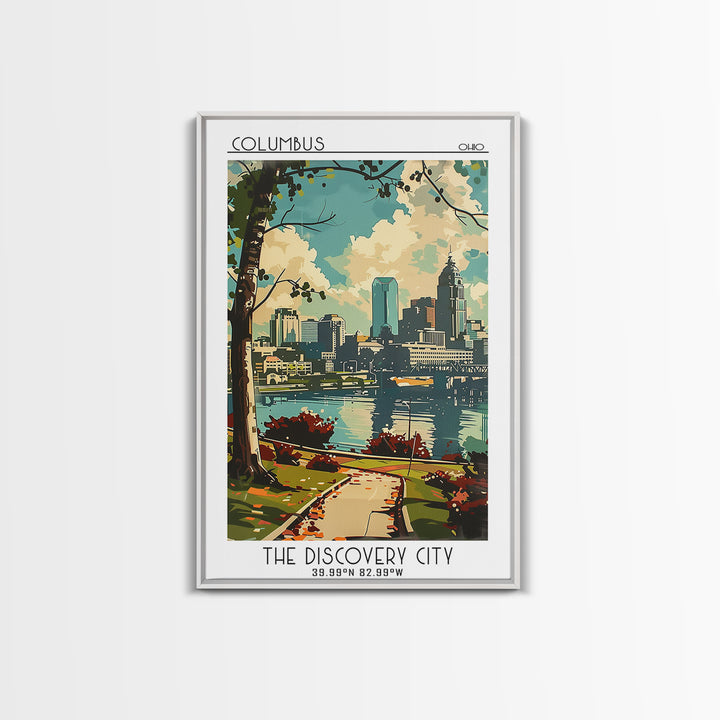 Columbus Ohio Travel Poster, Canvas Print, Vintage Travel Print, City Wall Art, Mid Century Wall Art, Wall Art, Living Room Wall Art