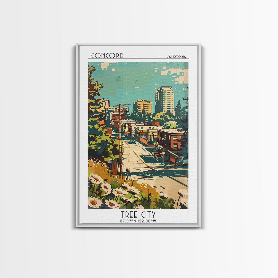 Concord Travel Poster, Framed Canvas Print, City Art Print, Travel Wall Art, Fine Art Print, City Travel Poster, Retro Travel Poster