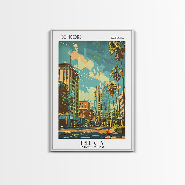 Concord California Travel Poster, Canvas Print, Travel Wall Decor, Minimalist Poster, Wanderlust Gift, Landscape Art, Retro Wall Art
