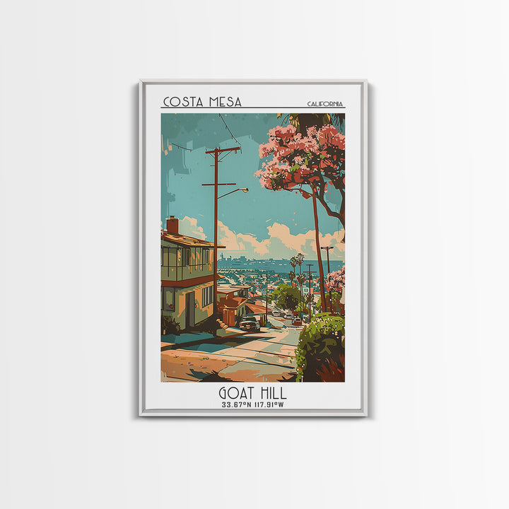 Costa Mesa Travel Poster, Canvas Print, Travel Prints, Landscape Art, Travel Wall Decor, Travel Wall Art, Poster Art, Retro Wall Art
