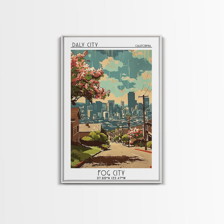 Daly City California Travel Poster, Canvas Print, Poster Print, Travel Wall Art, Vintage Posters, Retro Wall Art, Vintage Travel Art