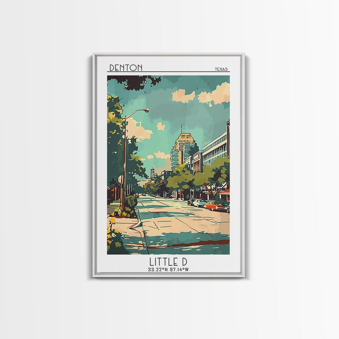 Denton Texas Travel Poster, Framed Canvas Print, City Travel Poster, Travel Wall Art, Poster Print, Fine Art Print, Travel Art Print