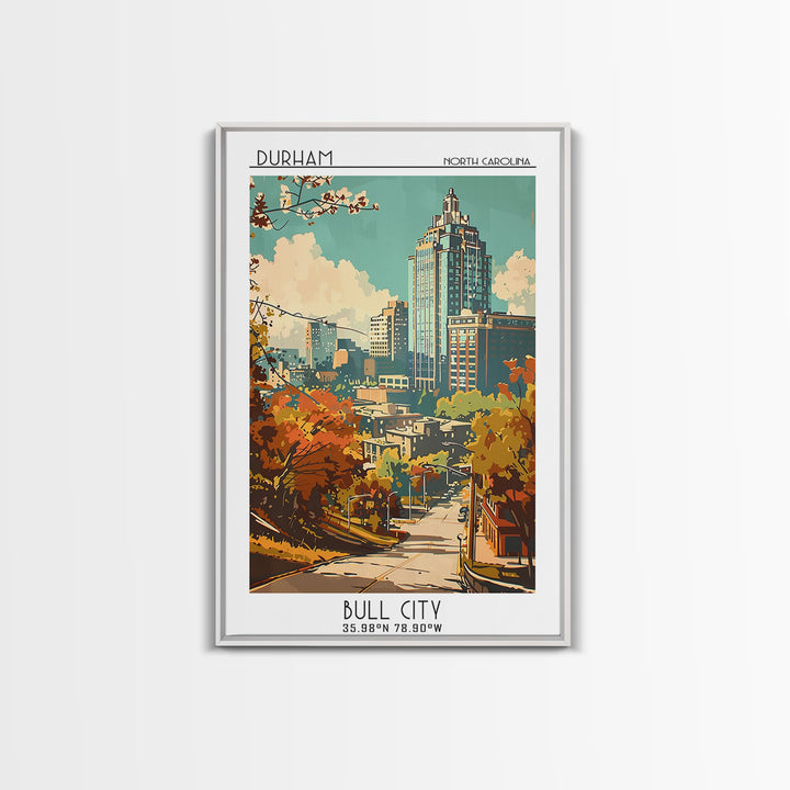 Durham North Carolina Travel Poster, Canvas Print, City Art Print, Travel Wall Art, Travel Posters, City Illustration, City Wall Art