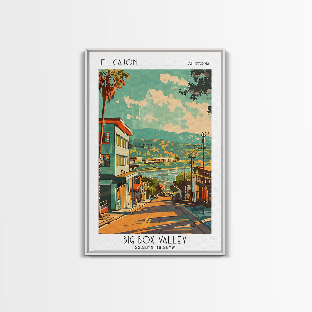 El Cajon Travel Poster, Framed Canvas Print, Poster Print, Travel Wall Art, Home Office Decor, City Travel Poster, City Illustration