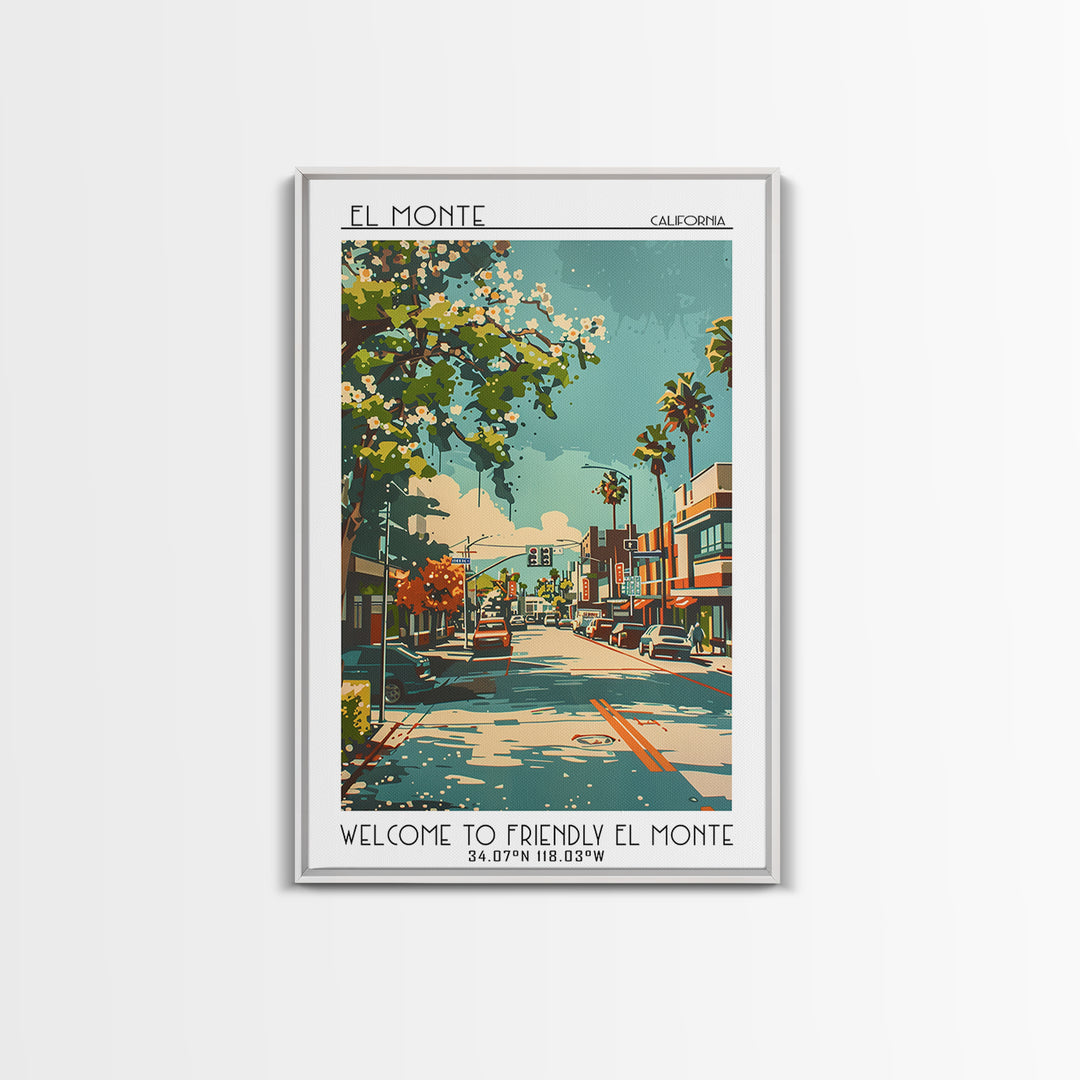El Monte Travel Poster, Canvas Print, City Travel Poster, Travel Wall Decor, Landscape Art, City Wall Art, Fine Art Print, Art Print