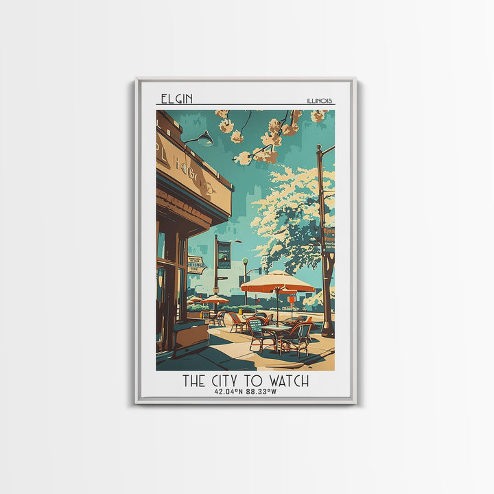 Elgin Travel Poster, Framed Canvas Print, City Art Print, Travel Wall Art, City Travel Poster, Colorful Wall Art, Retro Travel Print