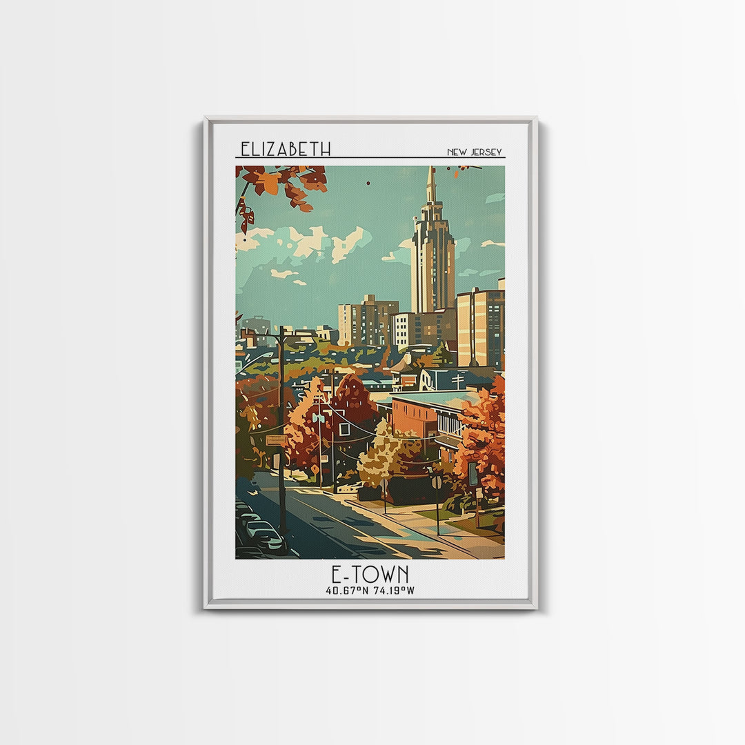 Elizabeth Travel Poster, Framed Canvas Print, City Travel Poster, Vintage City Poster, Retro Wall Art, Vintage Travel, Travel Prints