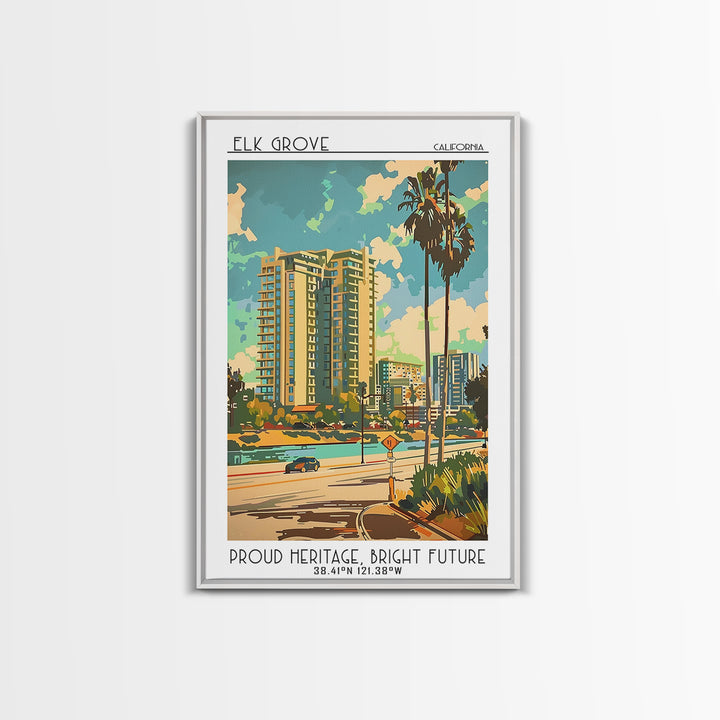 Elk Grove California Travel Poster, Framed Canvas Print, Retro Wall Art, Travel Print, Travel Posters, Travel Prints, Vintage Poster