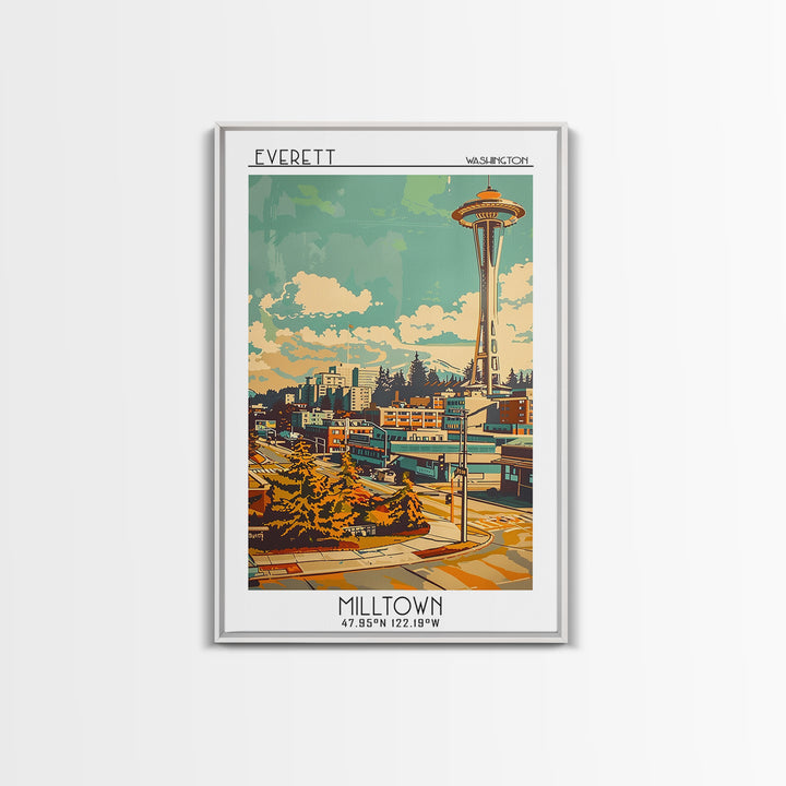 Everett Washington Travel Poster, Canvas Print, City Travel Poster, Travel Wall Decor, Wanderlust Gift, Landscape Art, Travel Prints