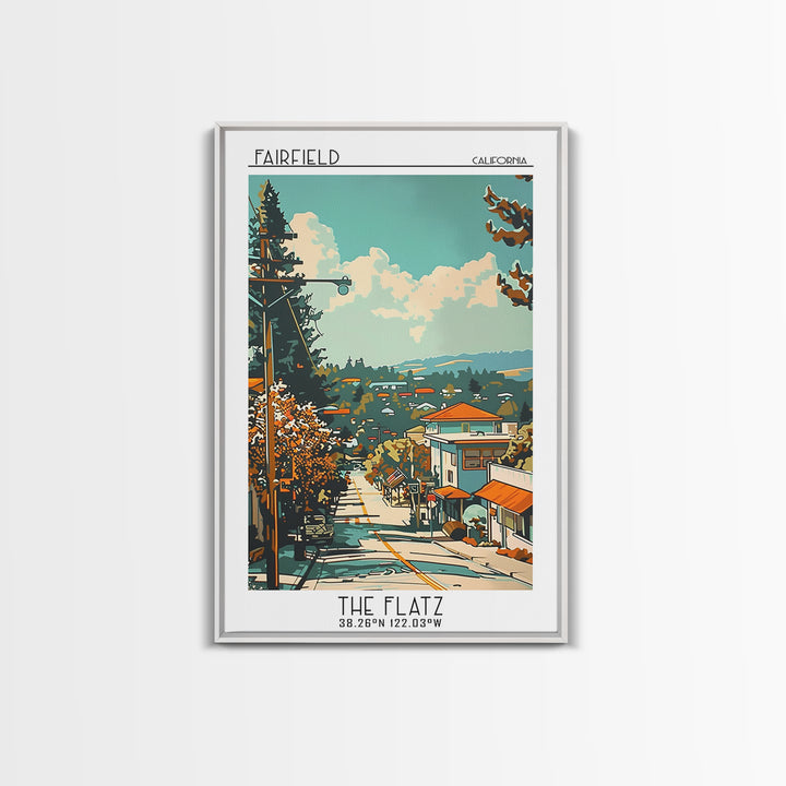 Fairfield California Travel Poster, Framed Canvas Print, City Travel Poster, Travel Wall Decor, Retro Travel Print, Travel Art Print