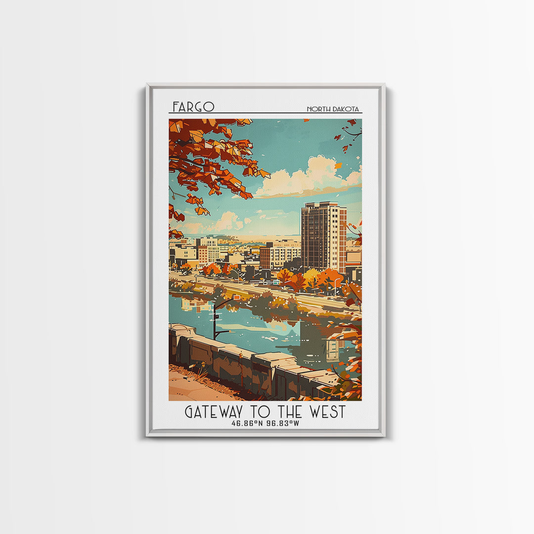 Fargo North Dakota Travel Poster, Framed Canvas Print, Vintage Travel Print, City Wall Art, Poster Art, Travel Print, Vintage Travel