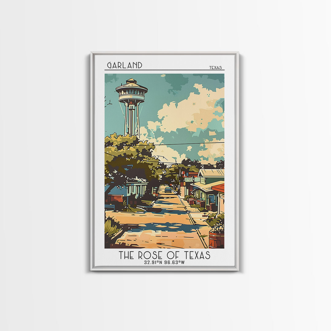Garland Travel Poster, Framed Canvas Print, Travel Wall Decor, Minimalist Poster, Travel Art Print, Gallery Wall Set, Retro Wall Art