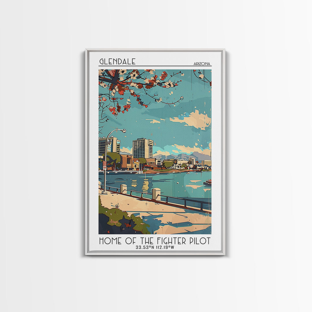Glendale Travel Poster, Framed Canvas Print, Vintage Travel Print, City Wall Art, Vintage Poster, Vintage Travel Art, Travel Posters