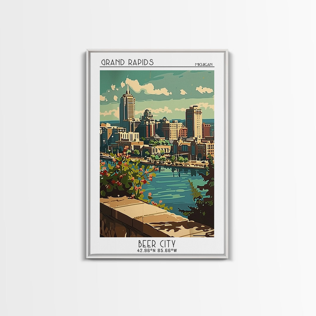 Grand Rapids Michigan Travel Poster, Canvas Print, City Travel Poster, Travel Wall Decor, Retro Travel Print, Travel Decor, Wall Art