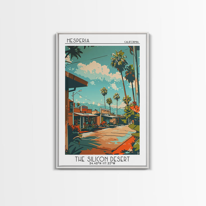 Hesperia Travel Poster, Framed Canvas Print, Travel Art Print, Modern Wall Decor, Travel Print, City Illustration, Minimalist Poster