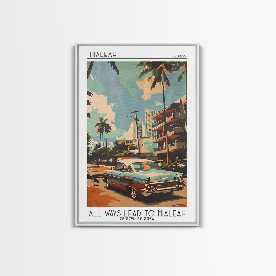 Hialeah Florida Travel Poster, Canvas Print, Travel Wall Decor, Minimalist Poster, Poster Art, Retro Travel Print, City Illustration