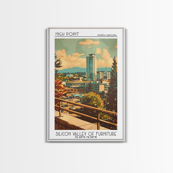 High Point Travel Poster, Framed Canvas Print, Travel Art Print, Modern Wall Decor, Retro Travel Poster, Wall Art, Travel Wall Decor