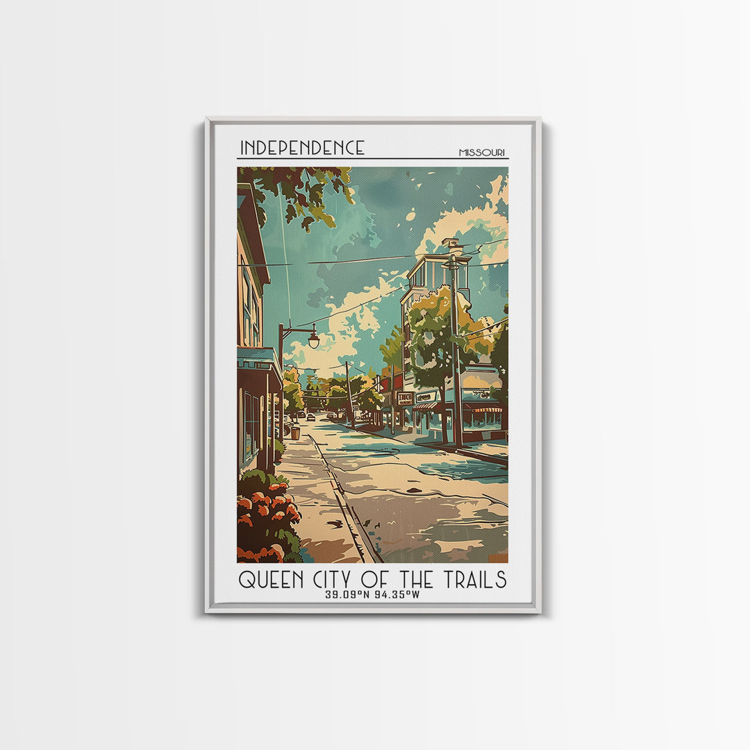 Independence Missouri Travel Poster, Framed Canvas Print, Retro Wall Art, Travel Print, City Wall Art, Wanderlust Gift, Poster Print