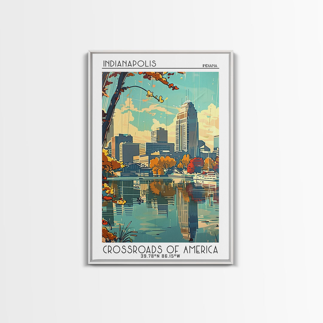 Indianapolis Travel Poster, Framed Canvas Print, Retro Wall Art, Travel Print, Travel Wall Art, Minimalist Poster, Modern Wall Decor