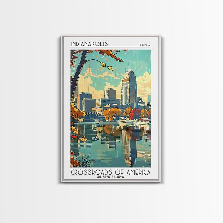 Indianapolis Travel Poster, Framed Canvas Print, Retro Wall Art, Travel Print, Travel Wall Art, Minimalist Poster, Modern Wall Decor