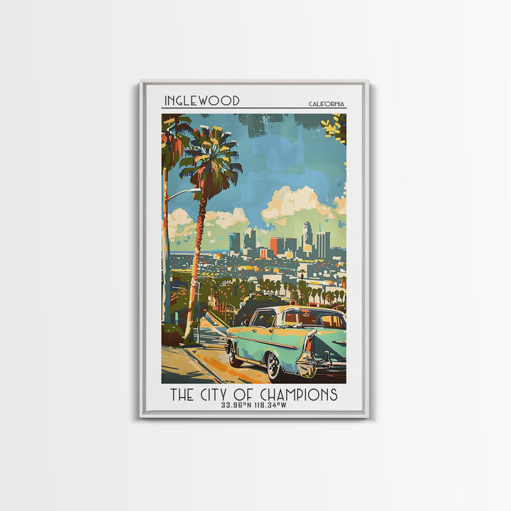 Inglewood California Travel Poster, Canvas Print, Travel Wall Decor, Minimalist Poster, City Travel Poster, Art Print, Landscape Art