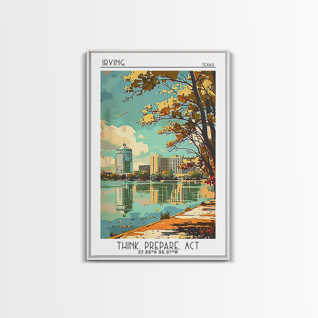 Irving Texas Travel Poster, Framed Canvas Print, City Art Print, Travel Wall Art, Gallery Wall Set, City Travel Poster, Travel Decor