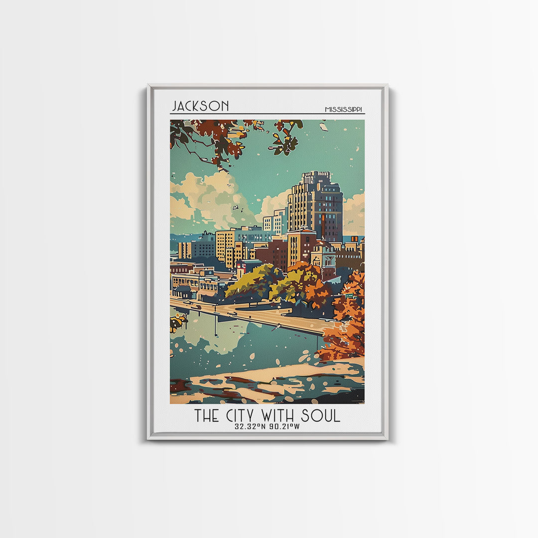 Jackson Travel Poster, Canvas Print, Travel Prints, Landscape Art, Poster Art, City Illustration, Vintage Travel Art, Vintage Poster