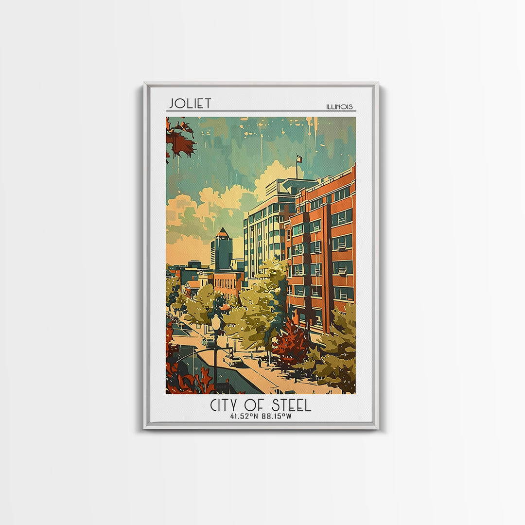 Joliet Travel Poster, Framed Canvas Print, City Travel Poster, Vintage City Poster, Travel Art Print, Vintage Travel Art, Poster Art
