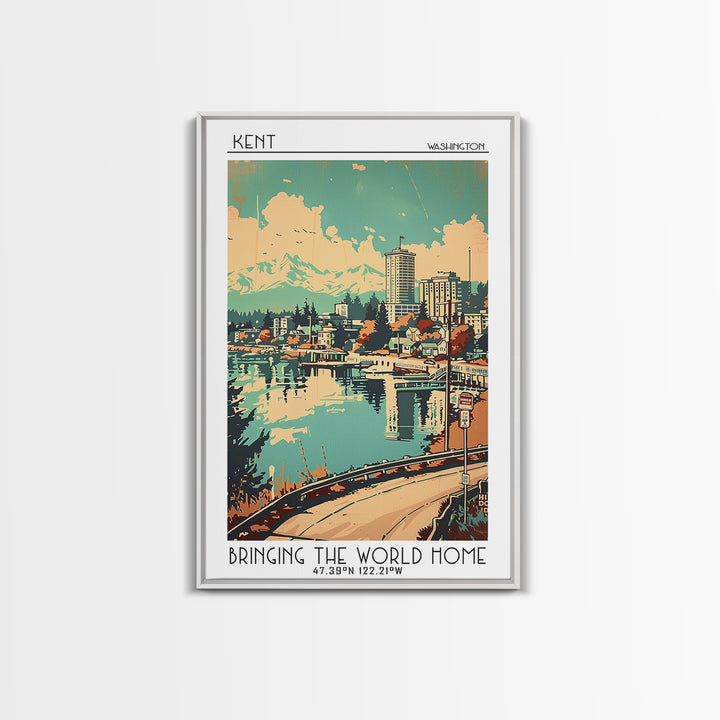 Kent Washington Travel Poster, Canvas Print, Retro Wall Art, Travel Print, Living Room Wall Art, Modern Wall Decor, Gallery Wall Set