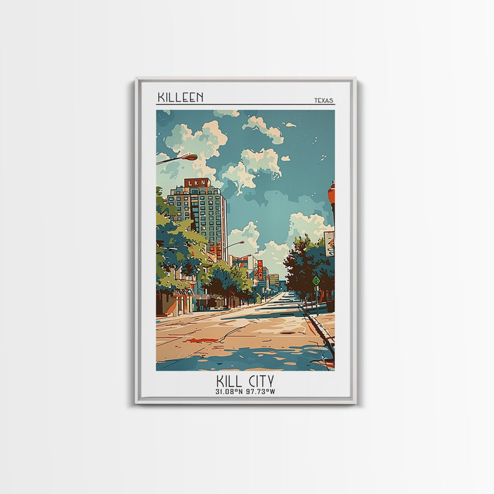 Killeen Texas Travel Poster, Canvas Print, Retro Wall Art, Travel Print, Mid Century Wall Art, Living Room Wall Art, Wanderlust Gift