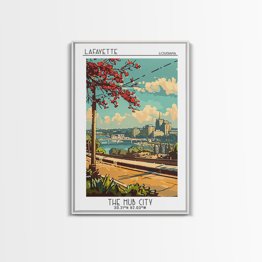Lafayette Travel Poster, Framed Canvas Print, Travel Wall Art, City Wall Art, Retro Wall Art, Gallery Wall Set, Living Room Wall Art