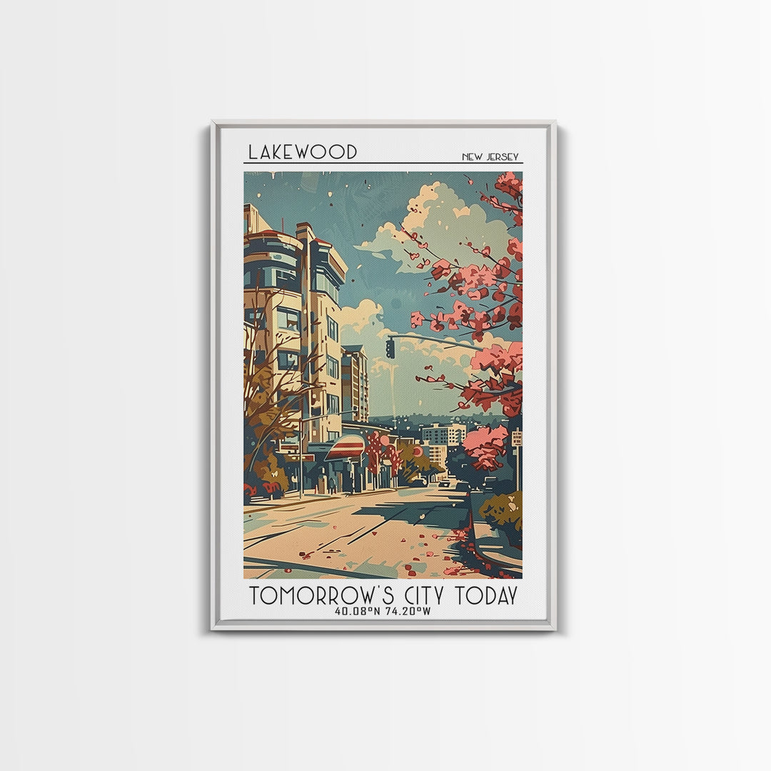 Lakewood New Jersey Travel Poster, Framed Canvas Print, Retro Wall Art, Travel Print, Vintage Travel Art, Poster Art, Fine Art Print