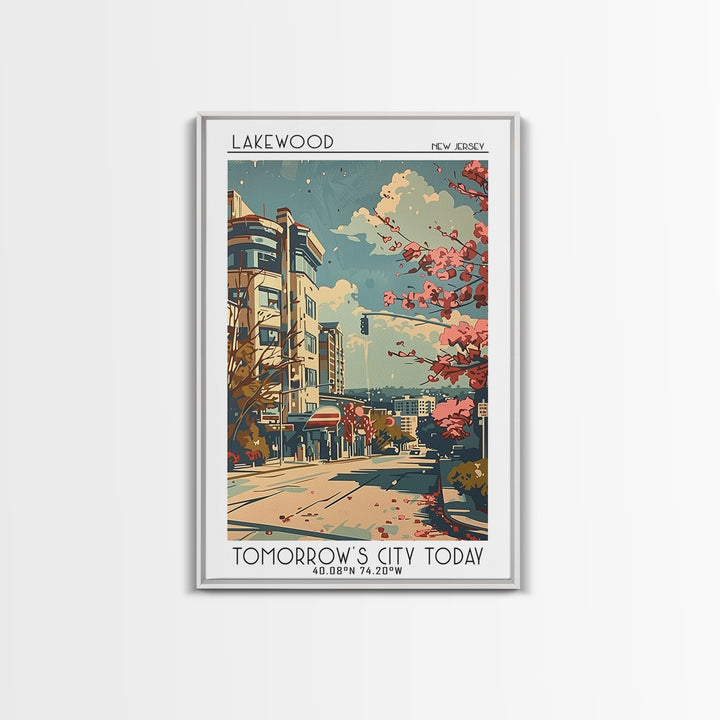 Lakewood New Jersey Travel Poster, Framed Canvas Print, Retro Wall Art, Travel Print, Vintage Travel Art, Poster Art, Fine Art Print