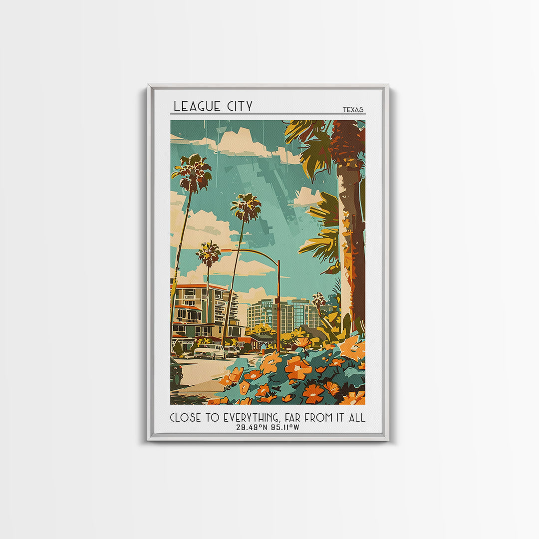 League City Travel Poster, Canvas Print, Poster Print, Travel Wall Art, Poster Art, Landscape Art, Colorful Wall Art, City Art Print