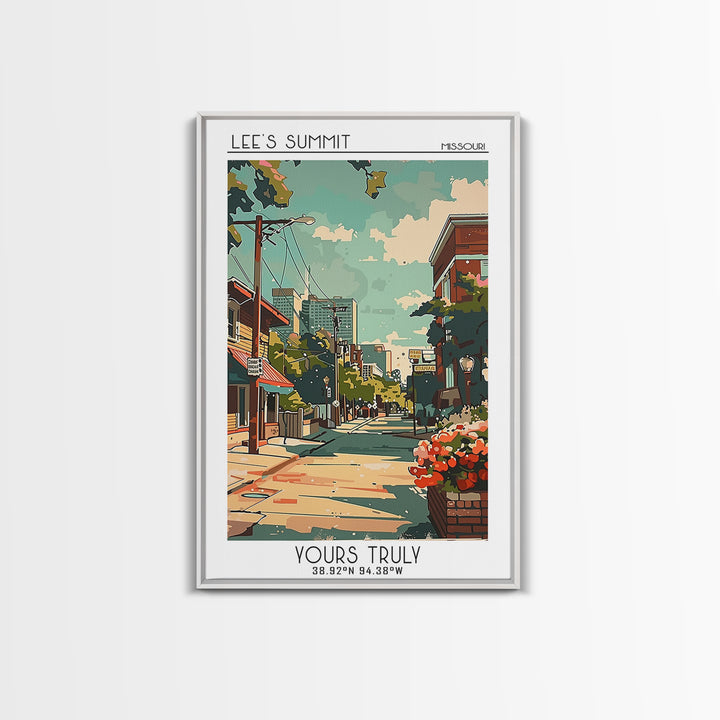 Lees Summit Missouri Travel Poster, Framed Canvas Print, City Travel Poster, Vintage City Poster, Landscape Art, Retro Travel Poster