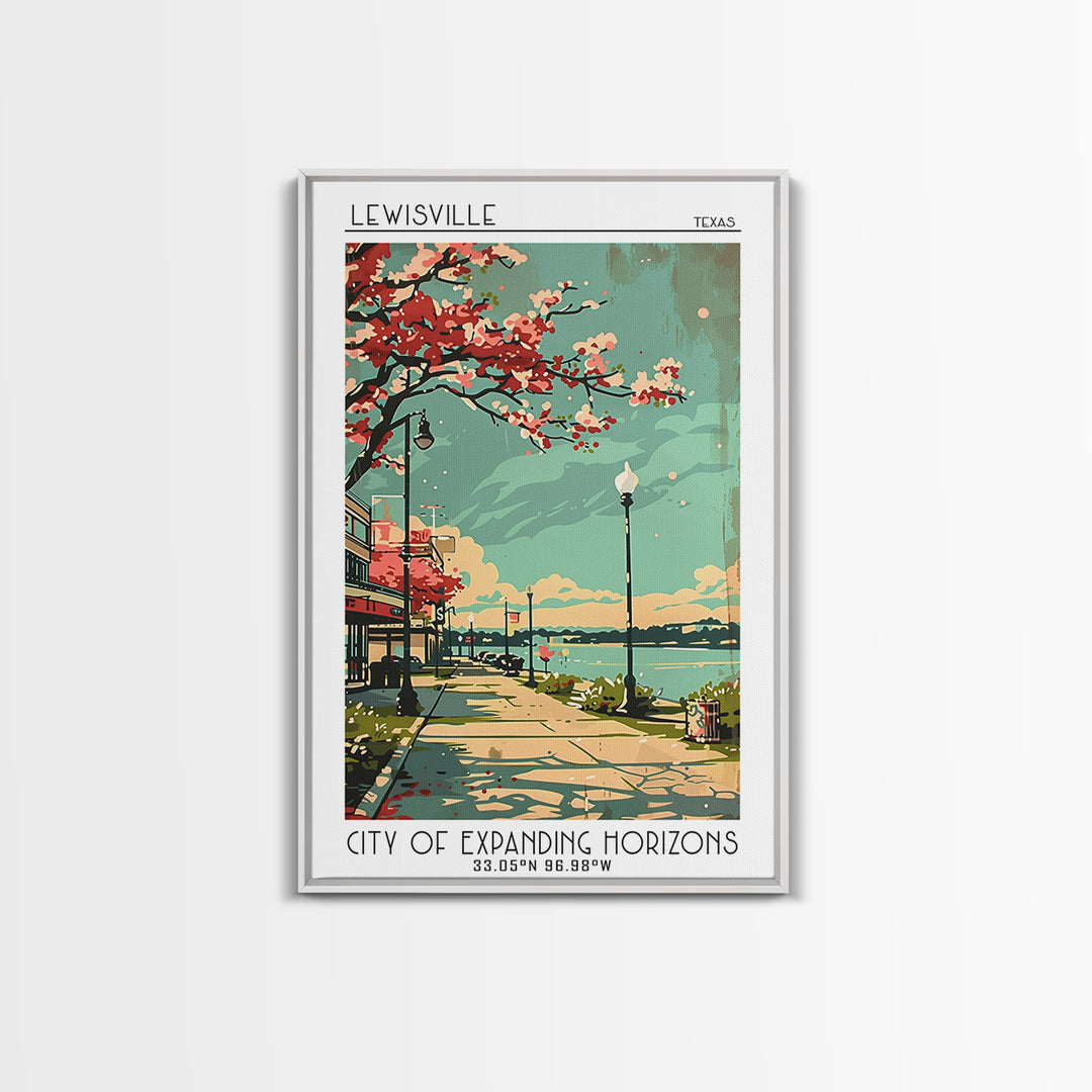 Lewisville Texas Travel Poster, Canvas Print, City Travel Poster, Vintage City Poster, Retro Wall Art, Vintage Poster, City Wall Art