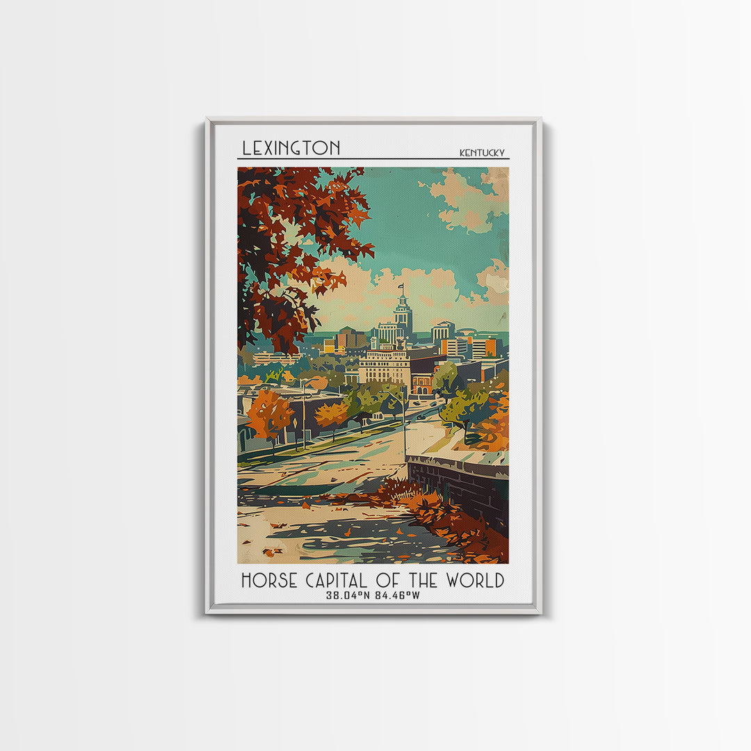 Lexington Travel Poster, Framed Canvas Print, Vintage Travel Print, City Wall Art, Minimalist Poster, Travel Posters, Fine Art Print