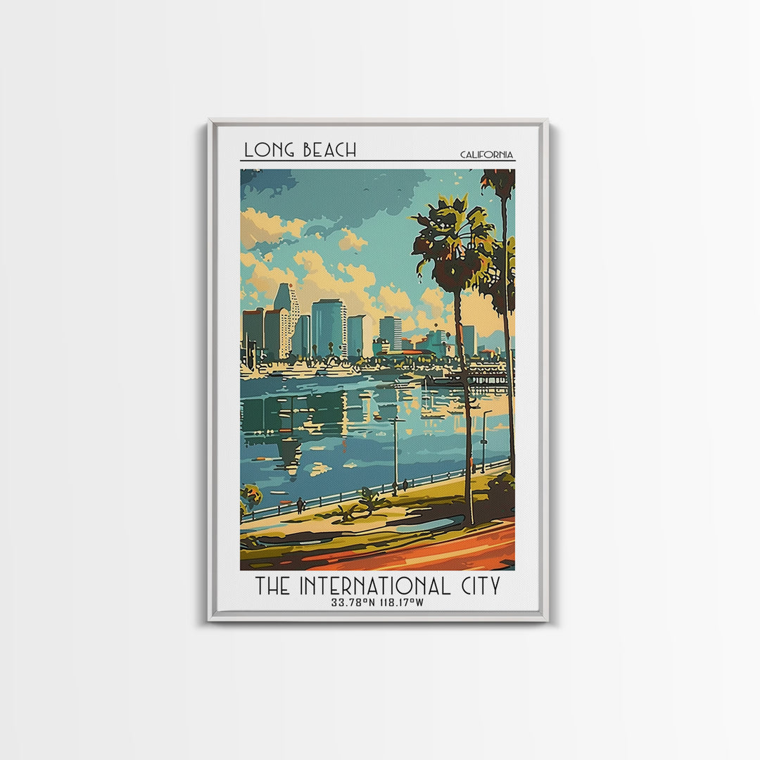 Long Beach California Travel Poster, Canvas Print, City Travel Poster, Vintage City Poster, City Wall Art, Art Print, Retro Wall Art