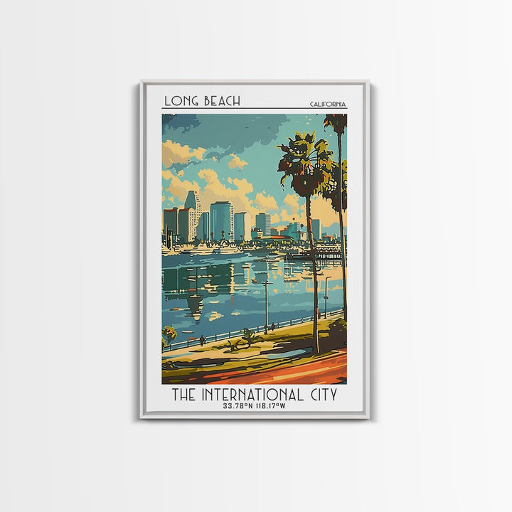 Long Beach California Travel Poster, Canvas Print, City Travel Poster, Vintage City Poster, City Wall Art, Art Print, Retro Wall Art