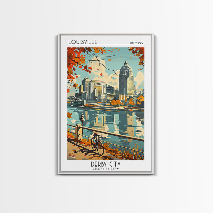 Louisville Kentucky Travel Poster, Framed Canvas Print, City Travel Poster, Travel Wall Decor, Living Room Wall Art, Wanderlust Gift