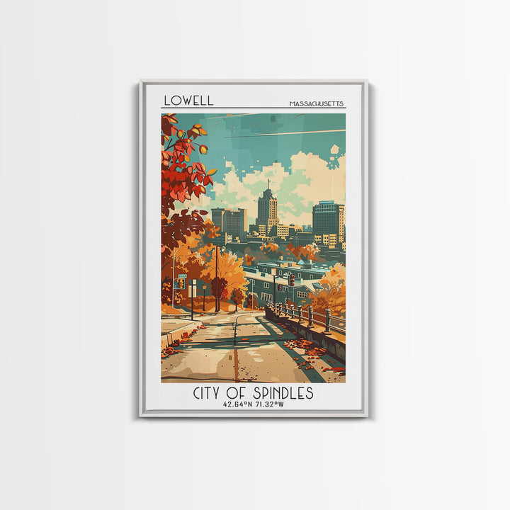 Lowell Massachusetts Travel Poster, Canvas Print, Poster Print, Travel Wall Art, Travel Decor, Home Office Decor, Retro Travel Print