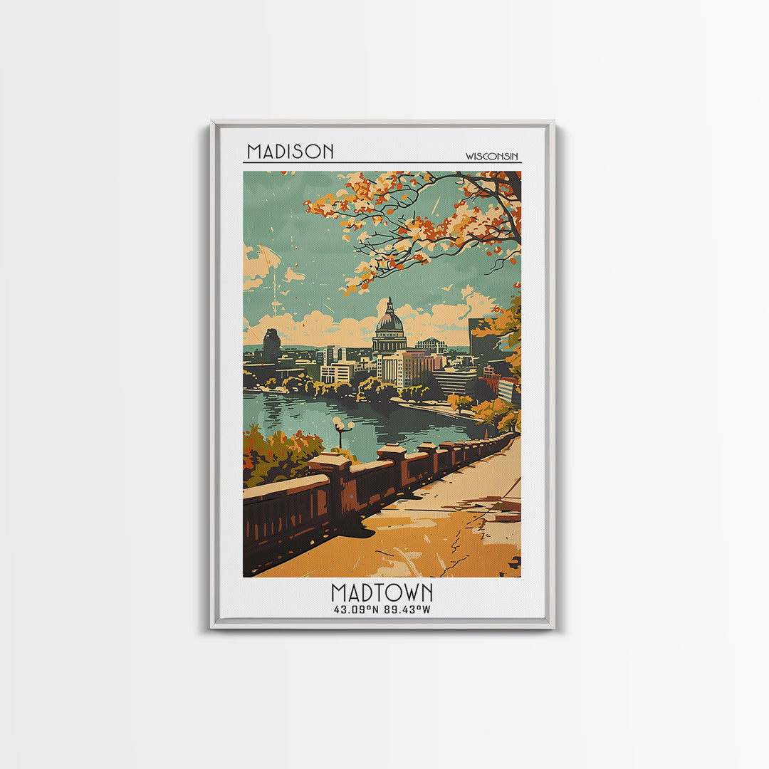 Madison Travel Poster, Framed Canvas Print, Vintage Travel Print, City Wall Art, Travel Wall Art, Fine Art Print, Vintage Travel Art