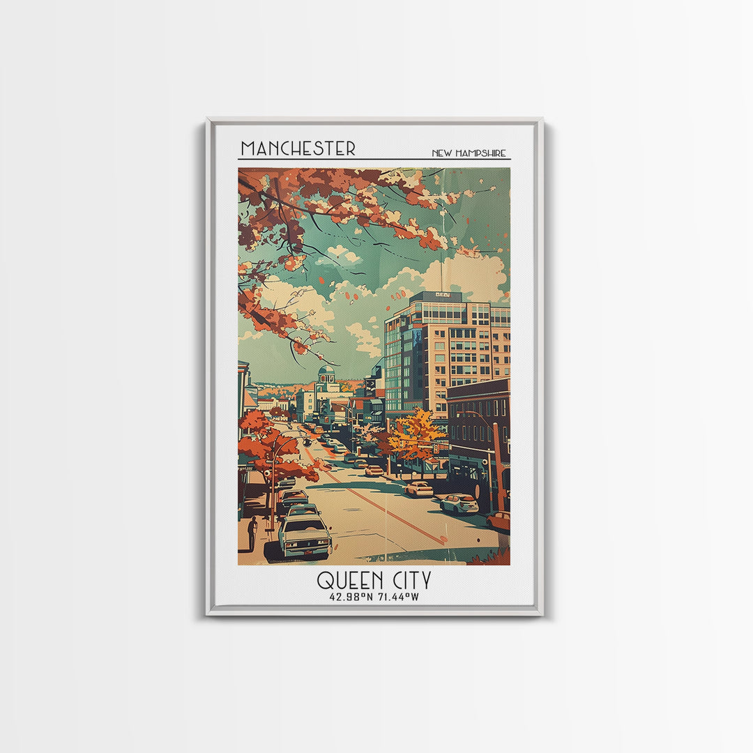 Manchester Travel Poster, Framed Canvas Print, City Travel Poster, Travel Wall Art, Landscape Art, City Wall Art, Vintage Travel Art