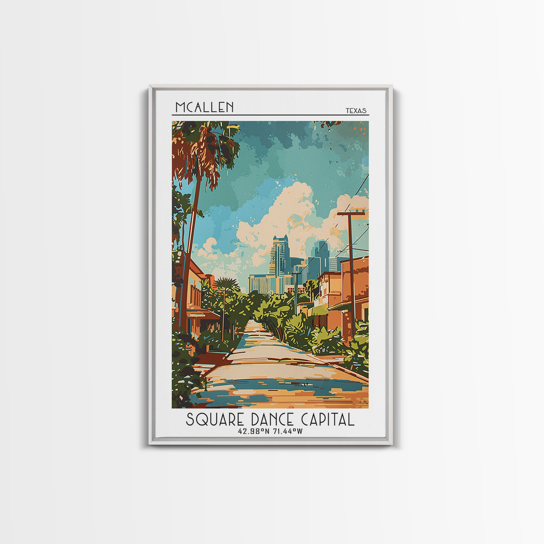 McAllen Travel Poster, Framed Canvas Print, City Travel Poster, Travel Wall Decor, Travel Posters, Retro Travel Poster, Poster Print
